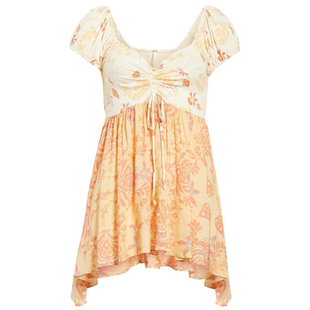 Free People La Bamba Babydoll Top in Tea Combo